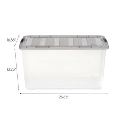 IRIS Stack & Pull Clear Plastic Storage Boxes with Gray Lid