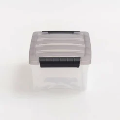 IRIS Stack & Pull Clear Plastic Storage Boxes with Gray Lid