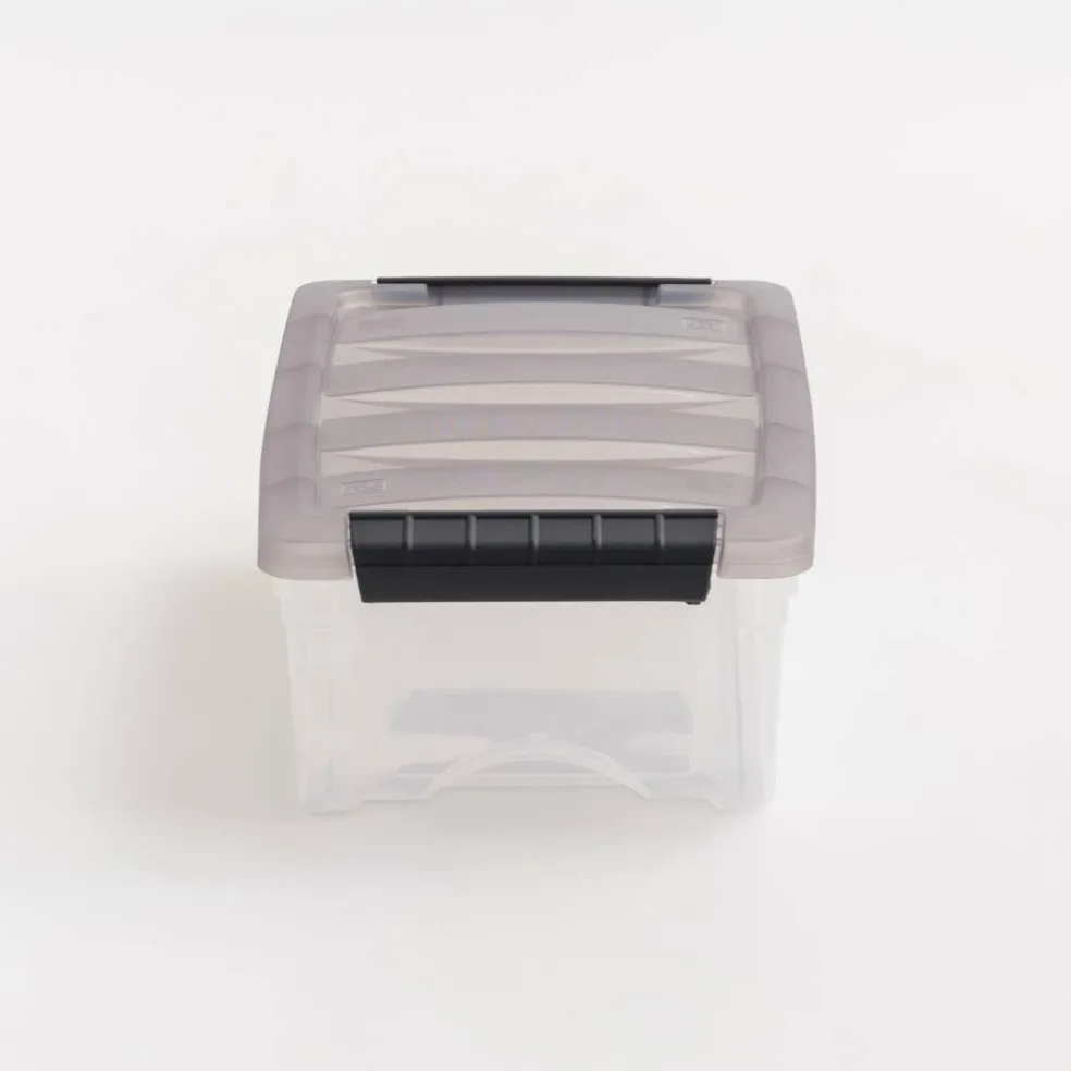 IRIS Stack & Pull Clear Plastic Storage Boxes with Gray Lid