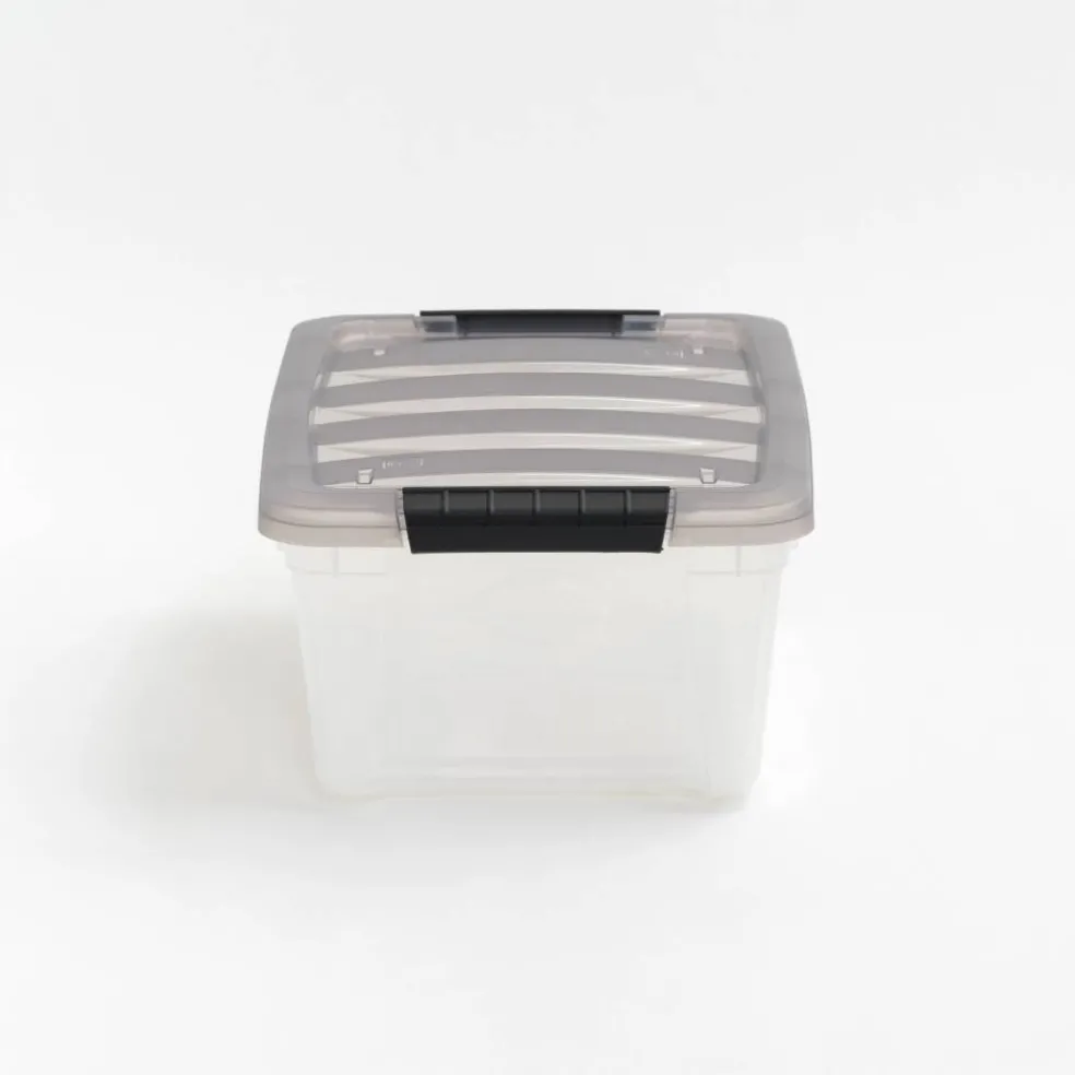 IRIS Stack & Pull Clear Plastic Storage Boxes with Gray Lid