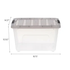 IRIS® Stack & Pull⢠Clear Storage Box with Gray Lid