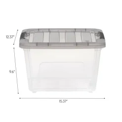 IRIS® Stack & Pull™ Clear Storage Box with Gray Lid