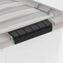 IRIS® Stack & Pull™ Clear Storage Box with Gray Lid