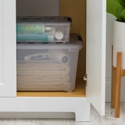 IRIS® Stack & Pull™ Clear Storage Box with Gray Lid