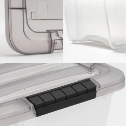 IRIS® Stack & Pull™ Clear Storage Box with Gray Lid