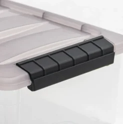 IRIS® Stack & Pull™ Clear Storage Box with Gray Lid