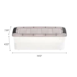 IRIS® Stack & Pull™ Clear Storage Box with Gray Lid