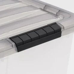 IRIS® Stack & Pull™ Clear Storage Box with Gray Lid