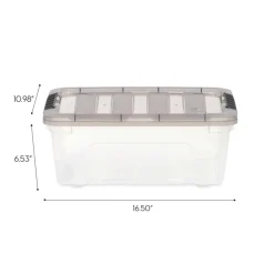 IRIS® Stack & Pull™ Clear Storage Box with Gray Lid