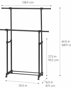 IRIS USA Adjustable Metal Clothes Rack, Garment Rack with wheel