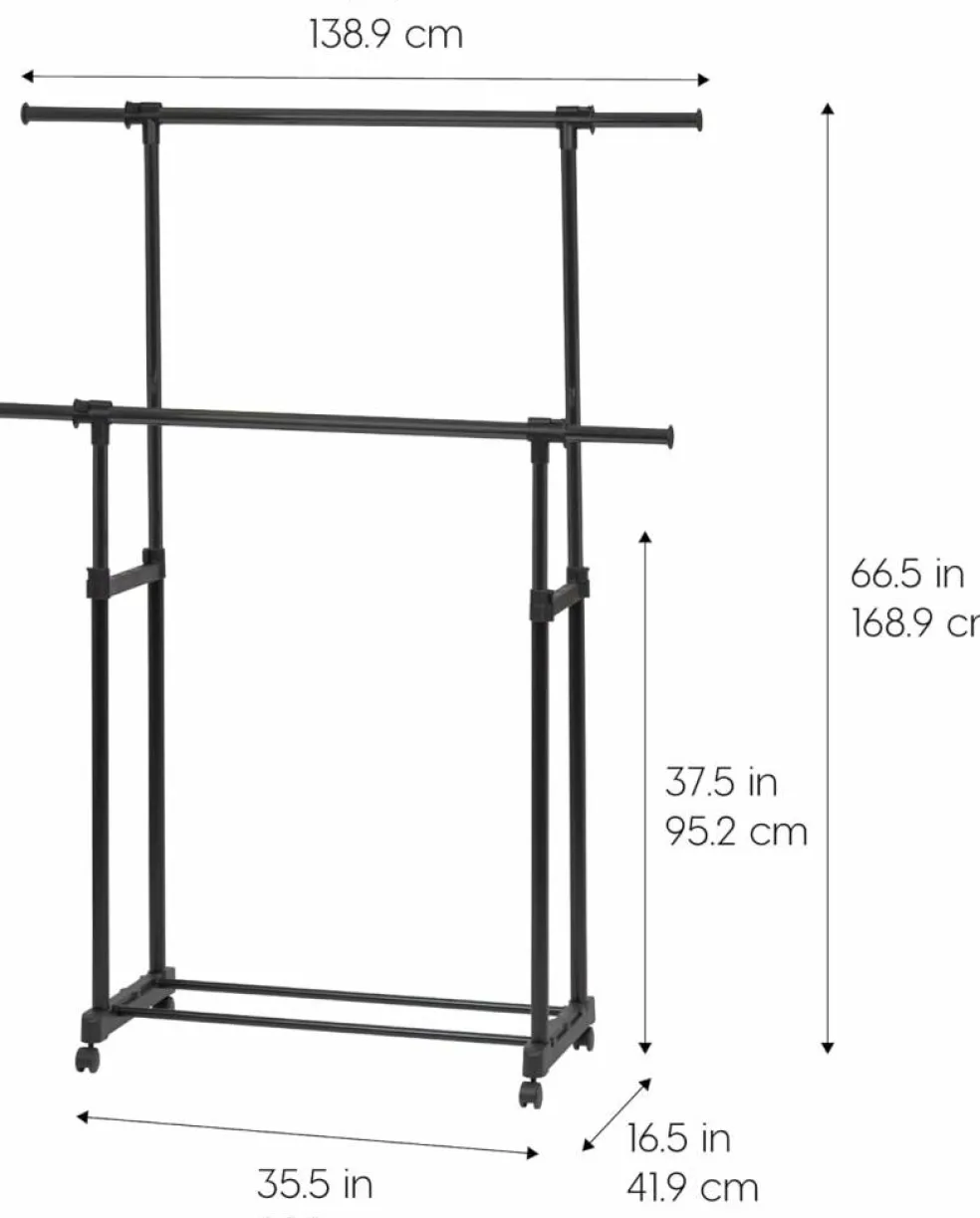 IRIS USA Adjustable Metal Clothes Rack, Garment Rack with wheel