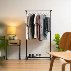 IRIS USA Adjustable Metal Clothes Rack, Garment Rack with wheel