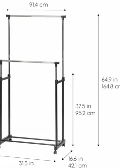 IRIS USA Adjustable Metal Clothes Rack, Garment Rack with wheel