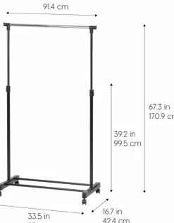 IRIS USA Adjustable Metal Clothes Rack, Garment Rack with wheel