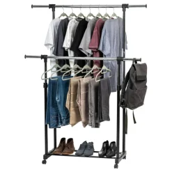 IRIS USA Adjustable Metal Clothes Rack, Garment Rack with wheel