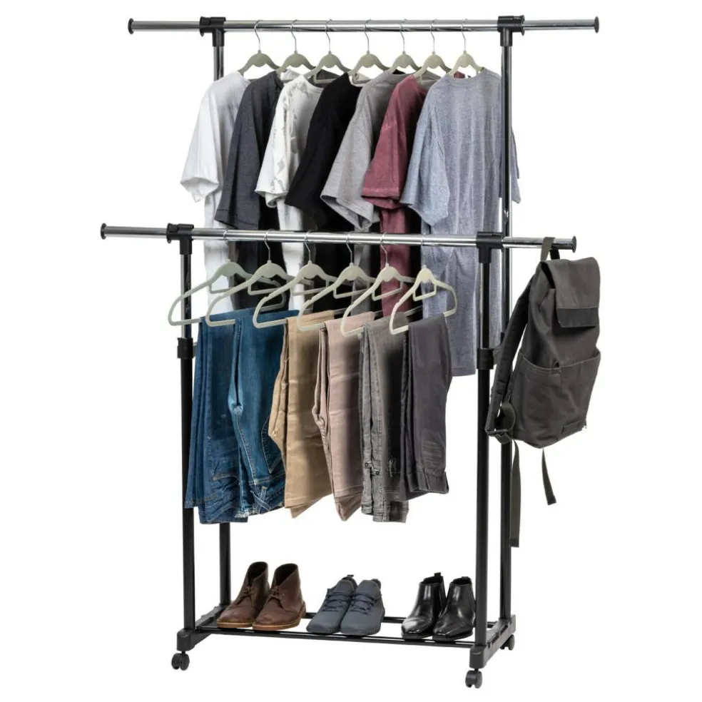 IRIS USA Adjustable Metal Clothes Rack, Garment Rack with wheel