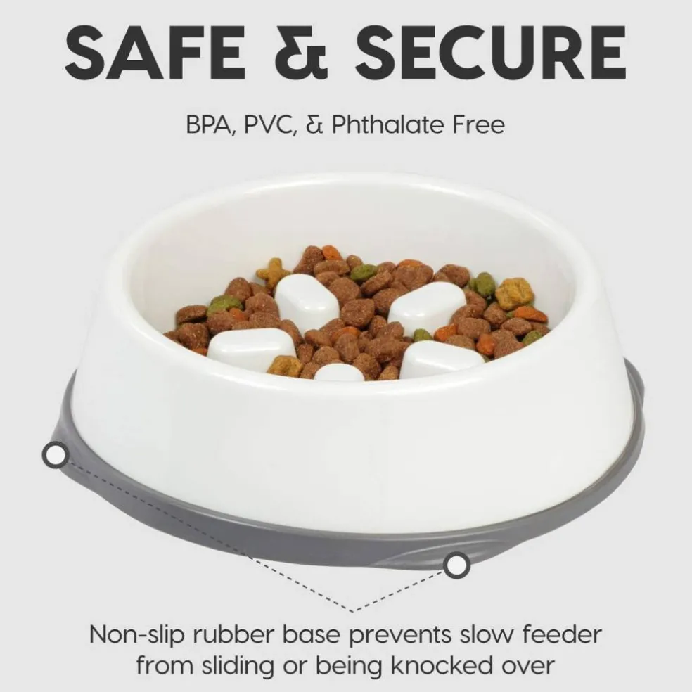 IRIS USA 2Cup/4Cup Slow Feeder Dog Bowl for Pets