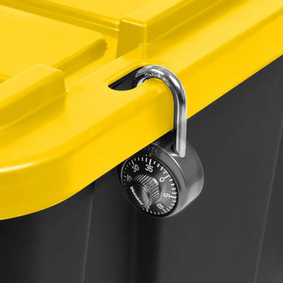 IRIS USA 27Gal/108Qt 4 Pack Large All-Weather Heavy-Duty Stackable Storage Plastic Bin Tote Container with Quick Snap Lid, Yellow