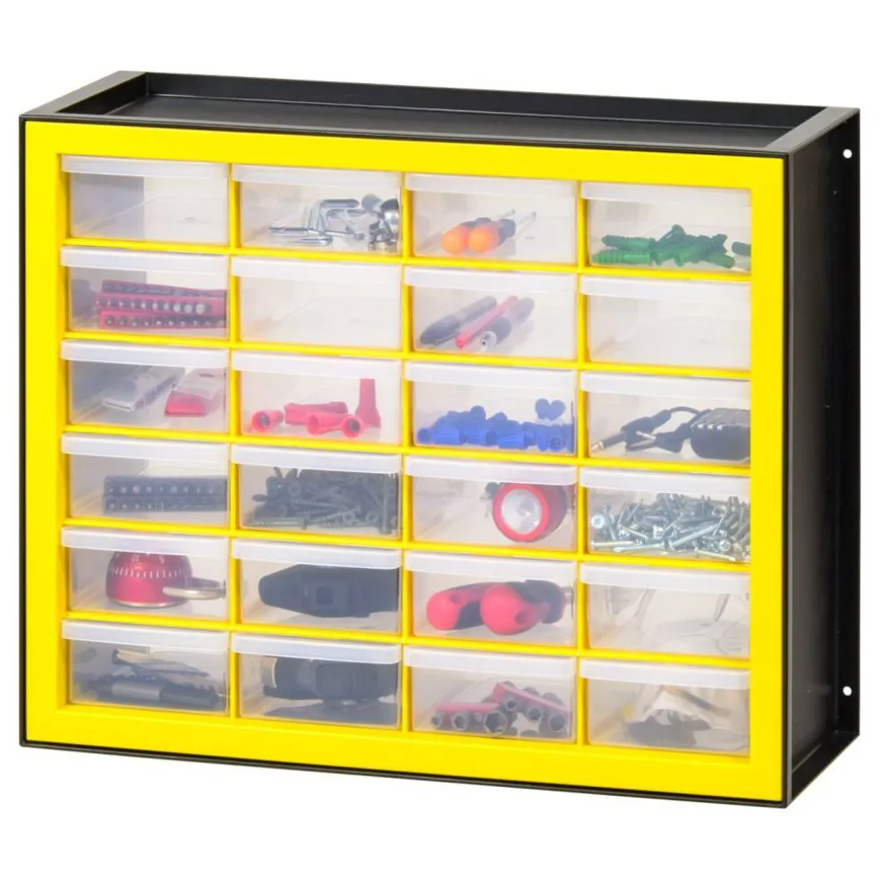 IRIS USA Hardware and Craft Parts Cabinet, 5 Sizes, Black/Yellow