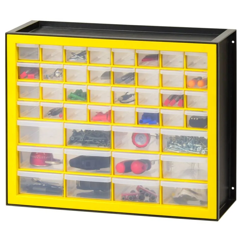 IRIS USA Hardware and Craft Parts Cabinet, 5 Sizes, Black/Yellow