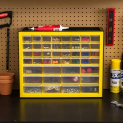 IRIS USA Hardware and Craft Parts Cabinet, 5 Sizes, Black/Yellow