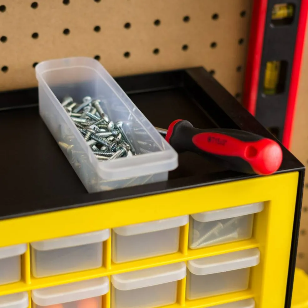 IRIS USA Hardware and Craft Parts Cabinet, 5 Sizes, Black/Yellow