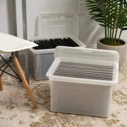 IRIS USA Letter Legal Size Plastic File Box, Home Organizing Storage Container