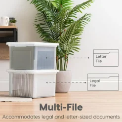 IRIS USA 4 Pack Letter/Legal Size File Box, File Folders, File Organizer