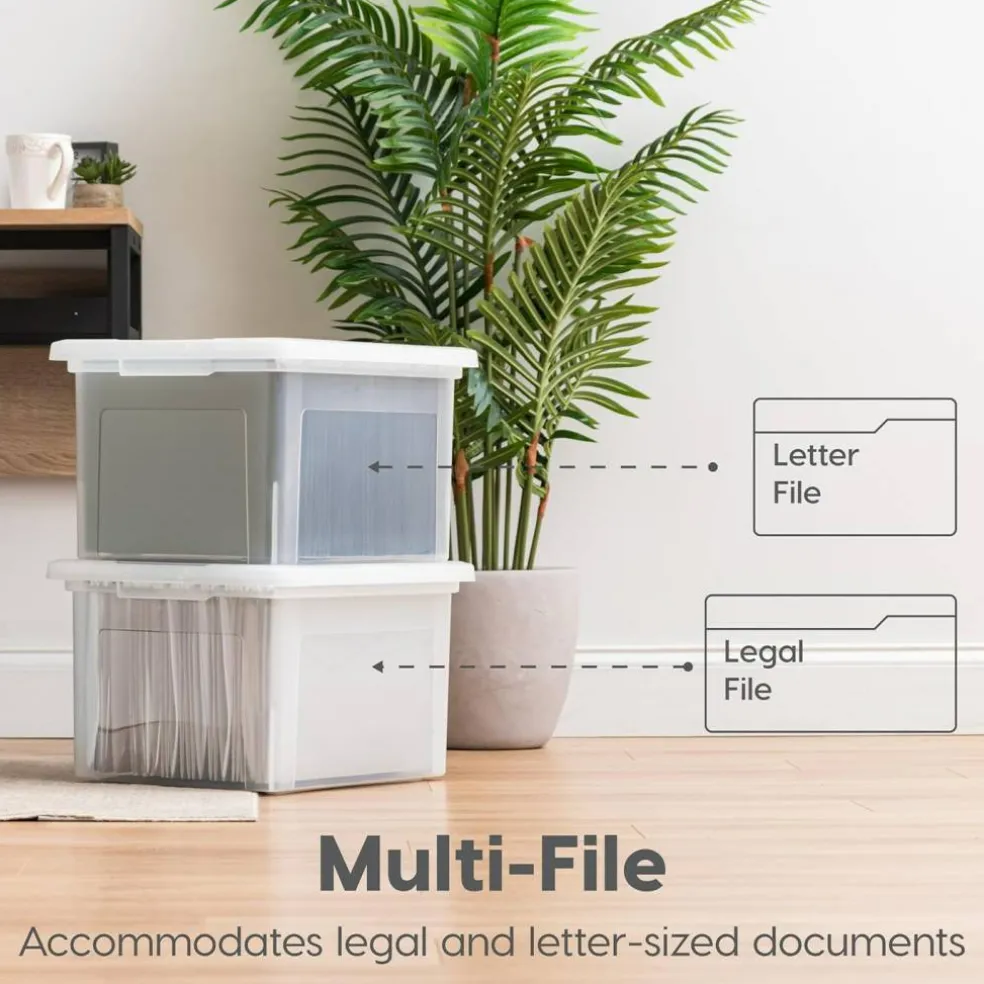 IRIS USA 4 Pack Letter/Legal Size File Box, File Folders, File Organizer