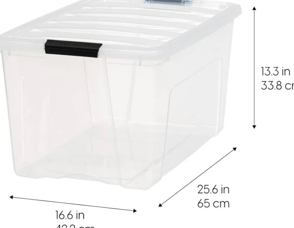 IRIS USA 2 Pack Plastic Storage Bins with Lids, 72 Quart, Latches Durable Nestable Containers Secure Pull Handle