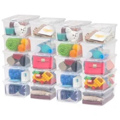 IRIS USA 20 Pack 5qt Plastic Storage Bin Tote Organizing Container with Latching Lid, Clear