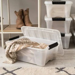 IRIS USA 6 Pack 12qt Plastic Storage Bin with Lid and Secure Latching Buckles, Pearl