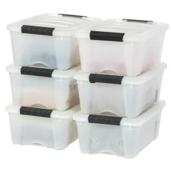 IRIS USA 6 Pack 12qt Plastic Storage Bin with Lid and Secure Latching Buckles, Pearl