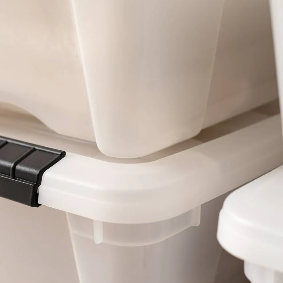 IRIS USA 6 Pack 12qt Plastic Storage Bin with Lid and Secure Latching Buckles, Pearl