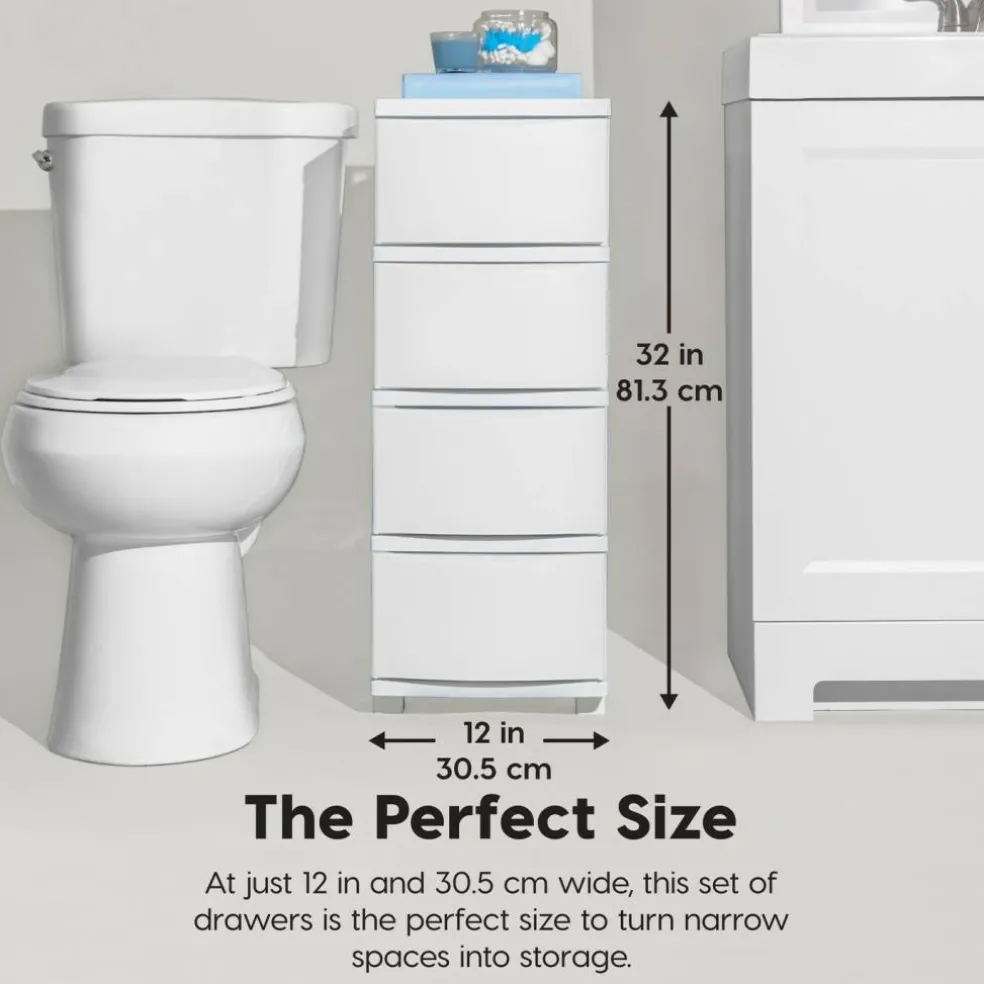 IRIS USA Plastic 4 Drawer Storage Cart, Organizer Unit for Bedroom, Closet, Kitchen, Bathroom, Laundry Room, Dorm