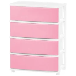 IRIS USA Plastic 4 Drawer Storage Cart, Organizer Unit for Bedroom, Closet, Kitchen, Bathroom, Laundry Room, Dorm