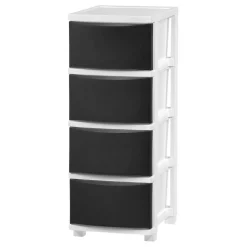 IRIS USA Plastic 4 Drawer Storage Cart, Organizer Unit for Bedroom, Closet, Kitchen, Bathroom, Laundry Room, Dorm