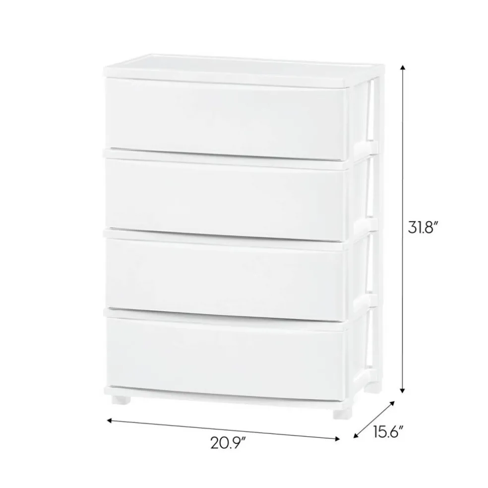 IRIS USA Plastic 4 Drawer Storage Cart, Organizer Unit for Bedroom, Closet, Kitchen, Bathroom, Laundry Room, Dorm