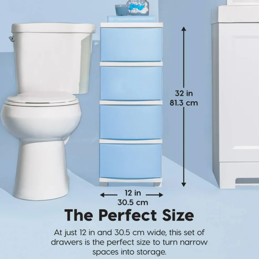 IRIS USA Plastic 4 Drawer Storage Cart, Organizer Unit for Bedroom, Closet, Kitchen, Bathroom, Laundry Room, Dorm