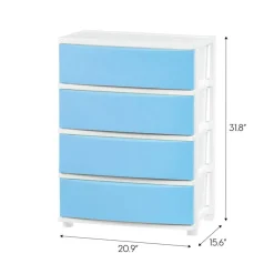 IRIS USA Plastic 4 Drawer Storage Cart, Organizer Unit for Bedroom, Closet, Kitchen, Bathroom, Laundry Room, Dorm