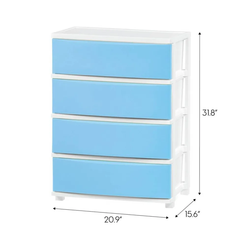 IRIS USA Plastic 4 Drawer Storage Cart, Organizer Unit for Bedroom, Closet, Kitchen, Bathroom, Laundry Room, Dorm