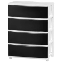 IRIS USA Plastic 4 Drawer Storage Cart, Organizer Unit for Bedroom, Closet, Kitchen, Bathroom, Laundry Room, Dorm