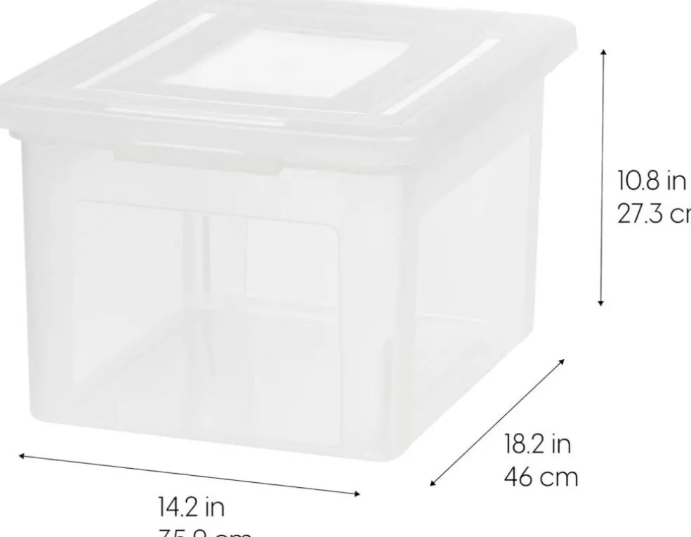 IRIS USA Plastic File Boxes With Lids for Letter/Legal File, Clear 35 Qt. 1 Pack