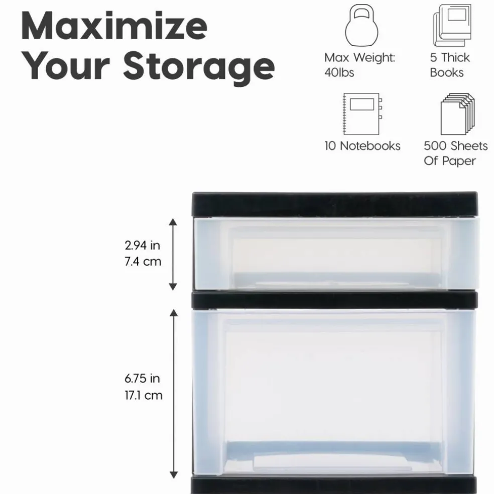 IRIS USA Plastic Rolling Storage Cart with Drawers