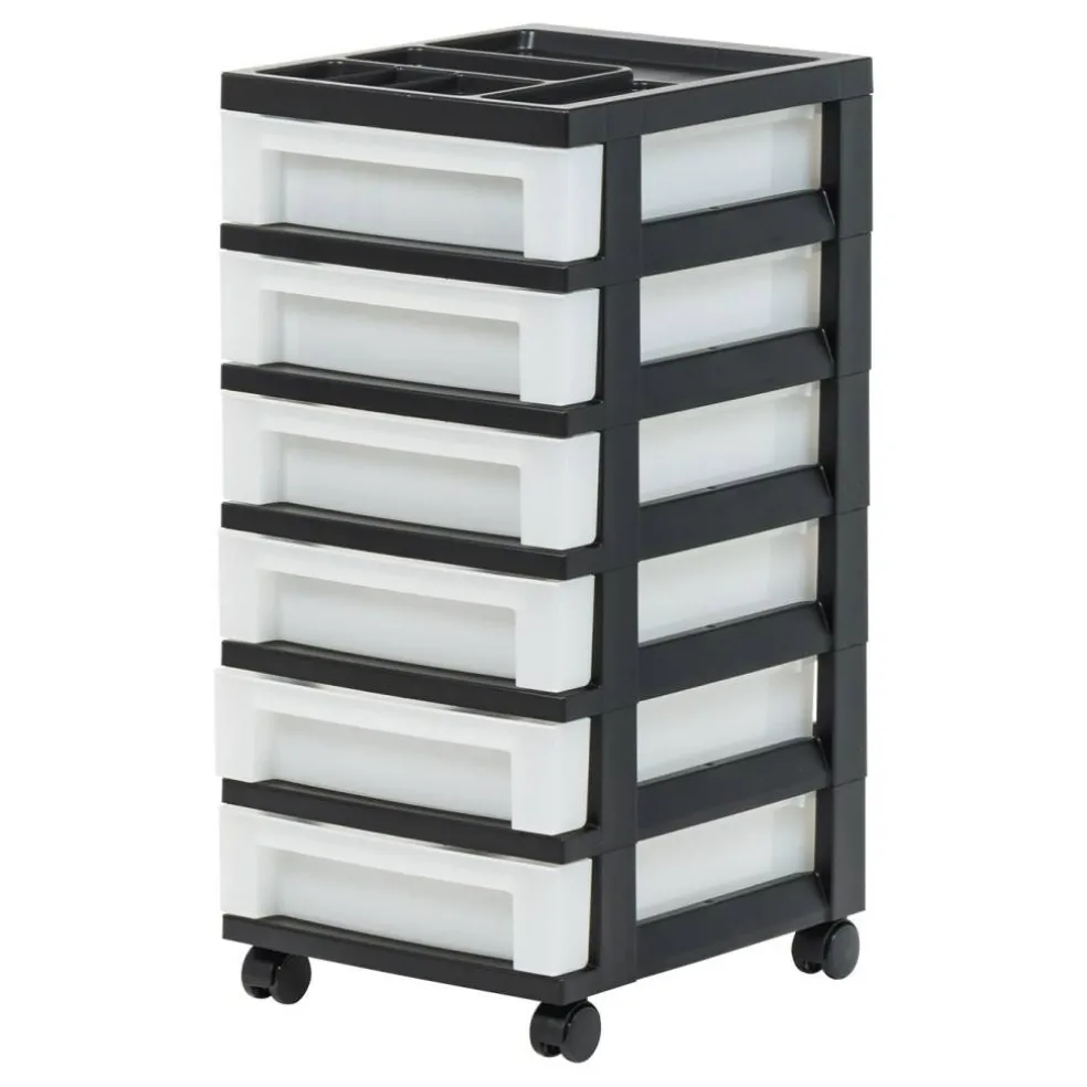 IRIS USA Plastic Rolling Storage Cart with Drawers
