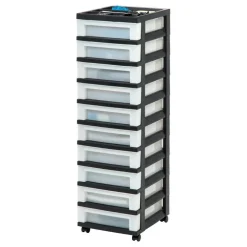 IRIS USA Plastic Rolling Storage Cart with Drawers