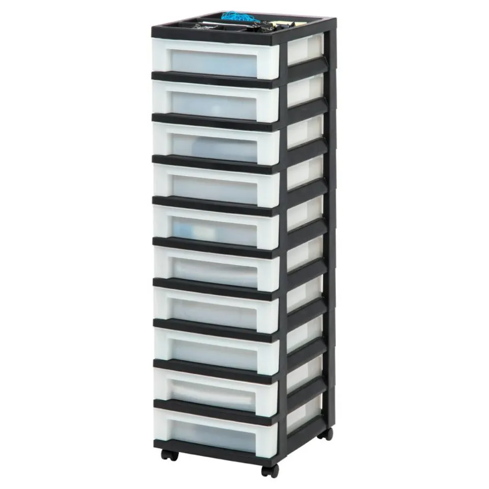 IRIS USA Plastic Rolling Storage Cart with Drawers