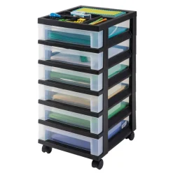 IRIS USA Plastic Rolling Storage Cart with Drawers
