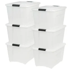 IRIS USA Plastic Storage Bins with Lids and Secure Latching Buckles