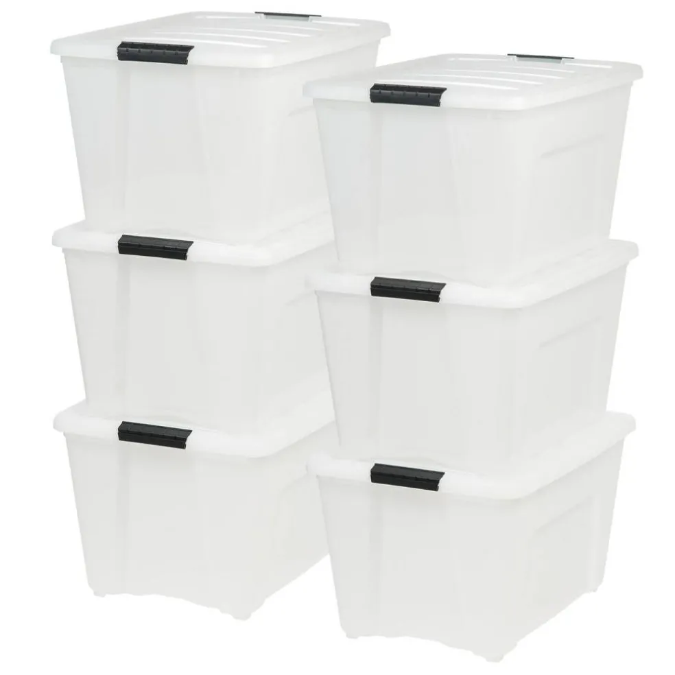 IRIS USA Plastic Storage Bins with Lids and Secure Latching Buckles
